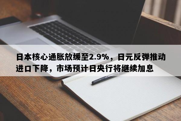 日本核心通胀放缓至2.9%，日元反弹推动进口下降，市场预计日央行将继续加息