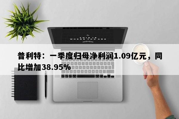 普利特：一季度归母净利润1.09亿元，同比增加38.95%