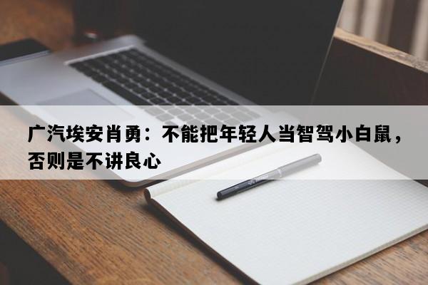 广汽埃安肖勇：不能把年轻人当智驾小白鼠，否则是不讲良心