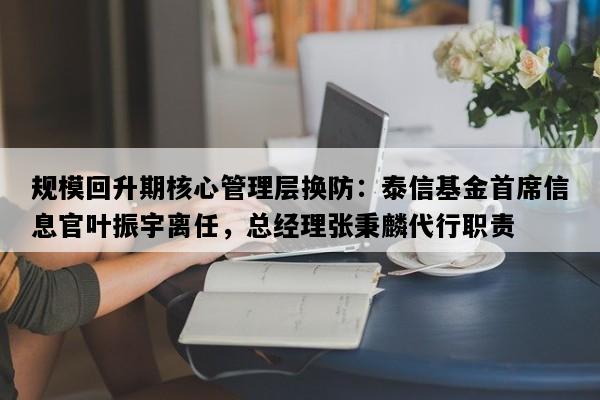 规模回升期核心管理层换防：泰信基金首席信息官叶振宇离任，总经理张秉麟代行职责